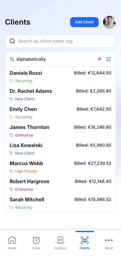 Manage different rates and terms per client